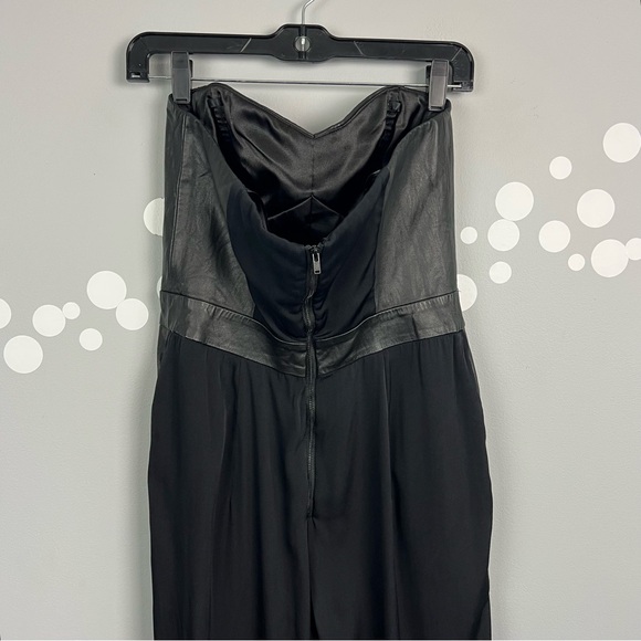 Milly Strapless Bustier Jumpsuit Black Silk Lamb Leather Trim Size 8 - Picture 5 of 12